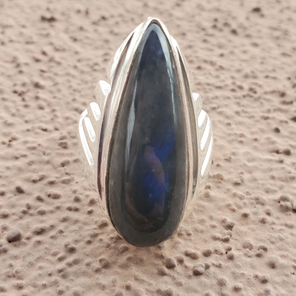 New Men's Iolite Sunstone Silver Statement Ring. - Picture 7 of 16